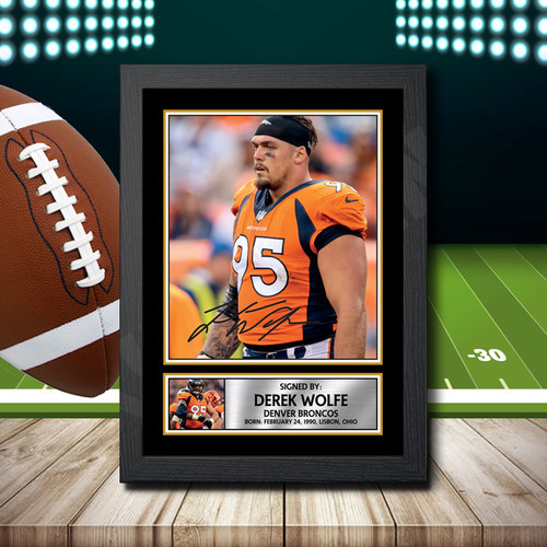 Derek Wolfe - Printed Autograph NFL Star Poster Print