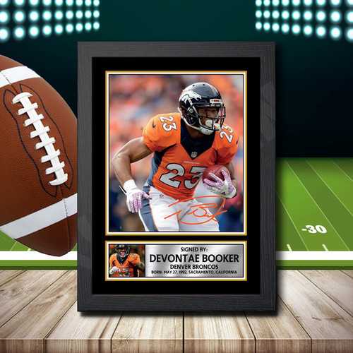 Devontae Booker printed autograph poster print