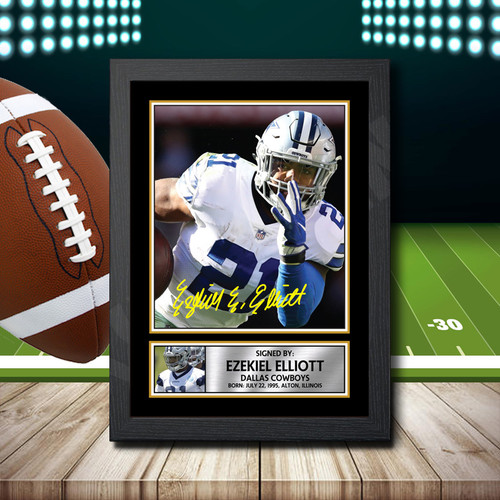 Ezekiel Elliott printed autograph poster print