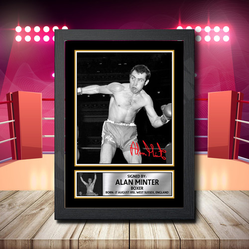Alan Minter printed autograph poster print