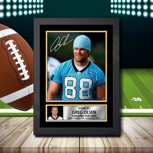 Greg Olsen 2 Printed Autograph NFL Star Poster Print