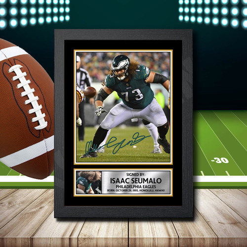 Isaac Seumalo printed autograph poster print