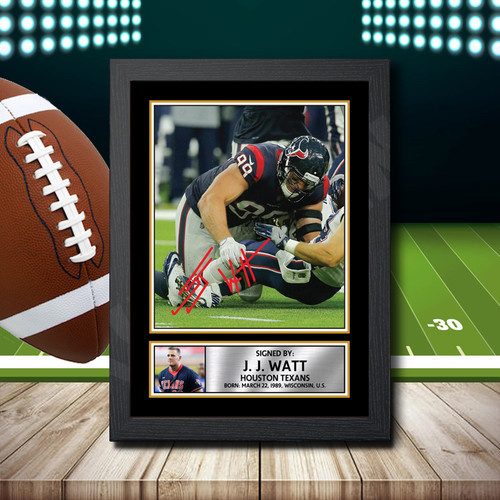 J. J. Watt 2 printed autograph poster print