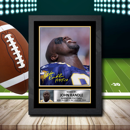 John Randle 2 printed autograph poster print