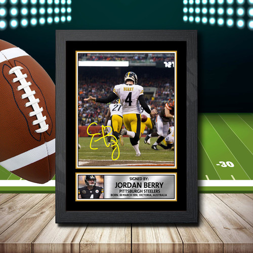 Jordan Berry Printed Autograph NFL Star Poster Print