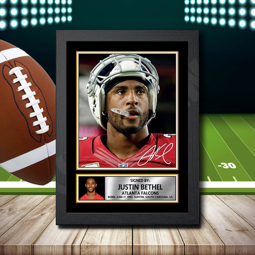 Justin Bethel 2 Printed Autograph NFL Star Poster Print