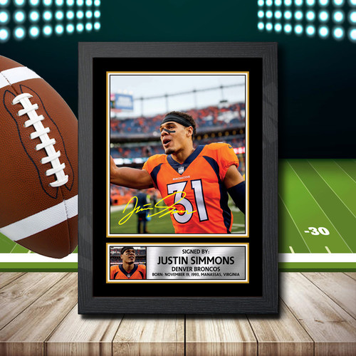 Justin Simmons printed autograph poster print