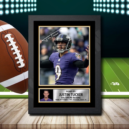 Justin Tucker 2 Printed Autograph NFL Star Poster Print