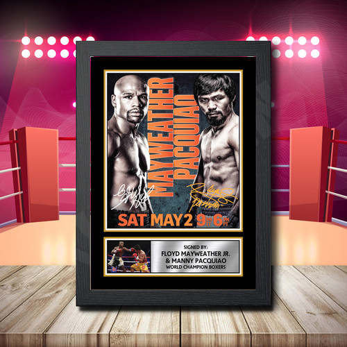 Manny Pacquiao V Floyd Mayweather printed autograph poster print