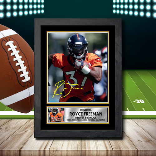 Royce Freeman printed autograph poster print