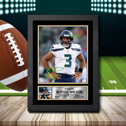 Russell Wilson 2 printed autograph poster print