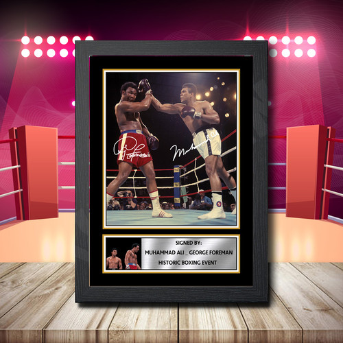 Muhammad Ali George Foreman printed autograph poster print