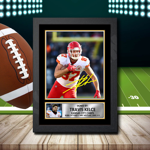 Travis Kelce 2 printed autograph poster print