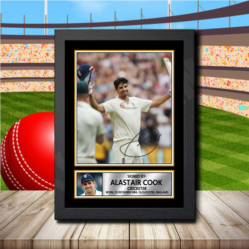 Alastair Cook printed autograph poster print