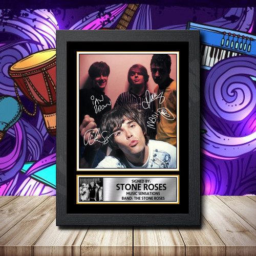 Stone Roses 3 Printed Autograph Rock-Bands Star Poster Print Framed Merch Gift