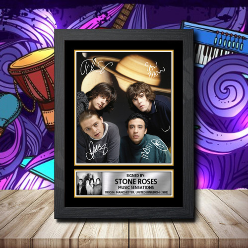 Stone Roses 4 Printed Autograph Rock-Bands Star Poster Print Framed Merch Gift