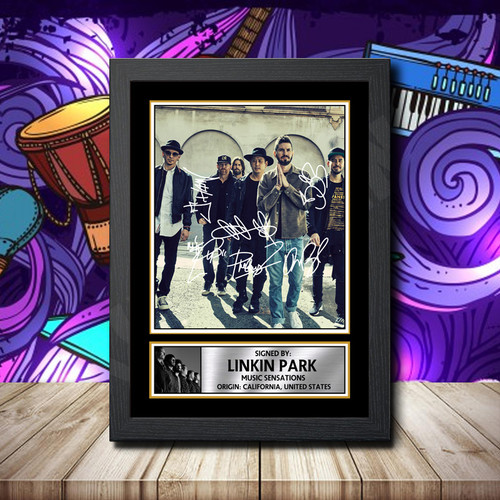 Linkin Park 1 Printed Autograph Rock-Bands Star Poster Print Framed Merch Gift