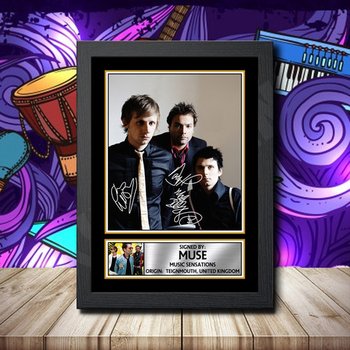 Muse 2 Printed Autograph Rock-Bands Star Poster Print Framed Merch Gift