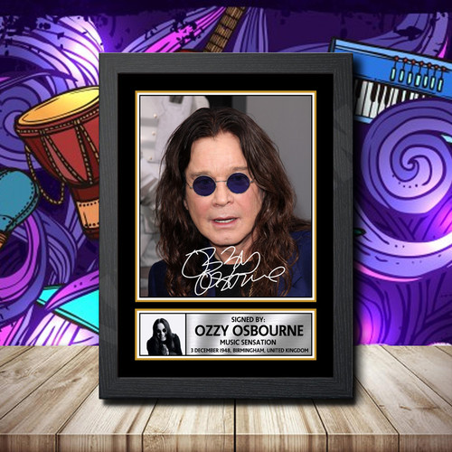 Ozzy Osbourne 2 Printed Autograph Rock-Bands Star Poster Print Framed Merch Gift
