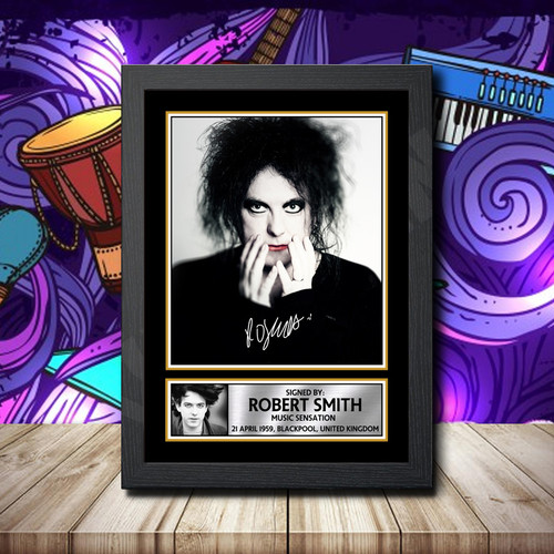 Robert Smith 2 Printed Autograph Rock-Bands Star Poster Print Framed Merch Gift