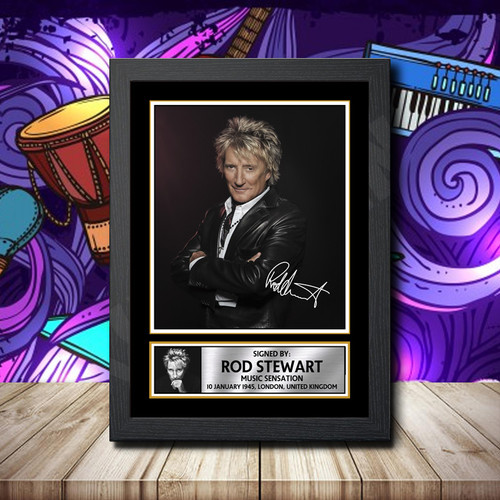 Rod Stewart 1 Printed Autograph Rock-Bands Star Poster Print Framed Merch Gift
