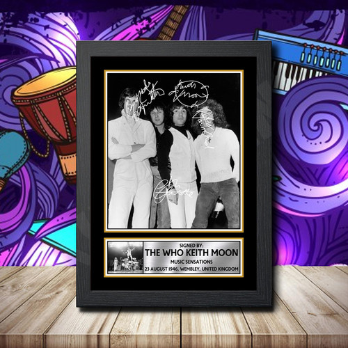 The Who Keith Moon 1 Printed Autograph Rock-Bands Star Poster Print Framed Merch Gift