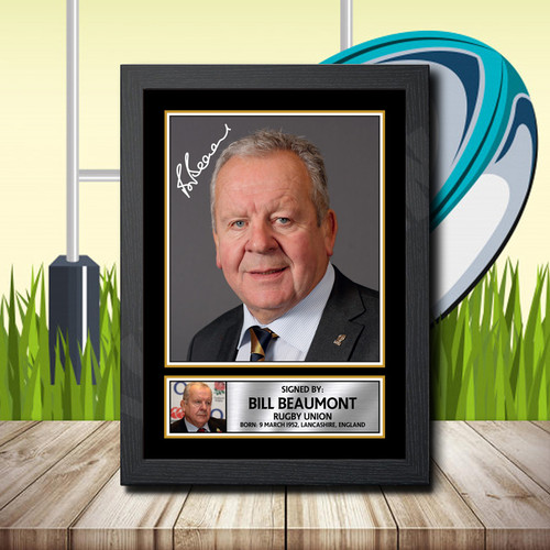 Bill Beaumont 2 printed autograph poster print