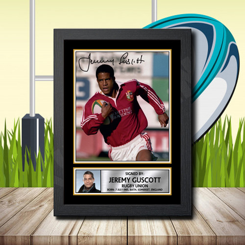 Jeremy Guscott 2 printed autograph poster print