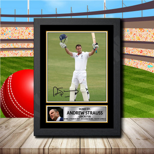 Andrew Strauss printed autograph poster print
