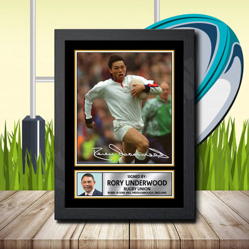 Rory Underwood 2 printed autograph poster print