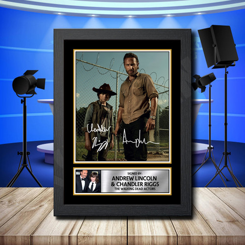 Andrew Lincoln + Chandler Riggs printed autograph poster print
