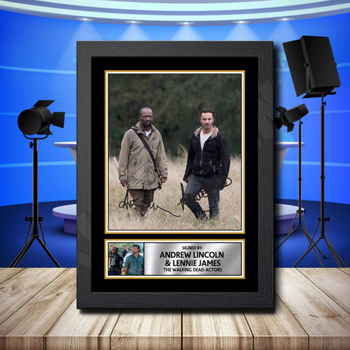 Andrew Lincoln + Lennie James 2 printed autograph poster print