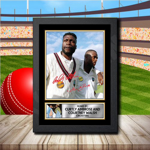 Curtly Ambrose Courtney printed autograph poster print