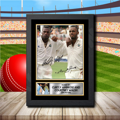 Curtly Ambrose Courtney printed autograph poster print