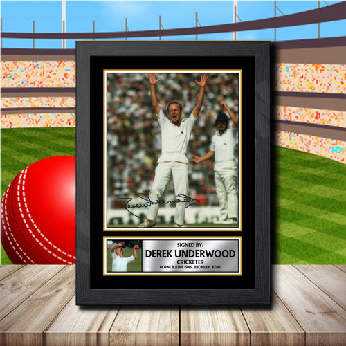 Derek Underwood printed autograph poster print