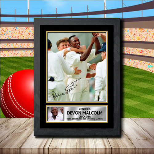 Devon Malcolm printed autograph poster print