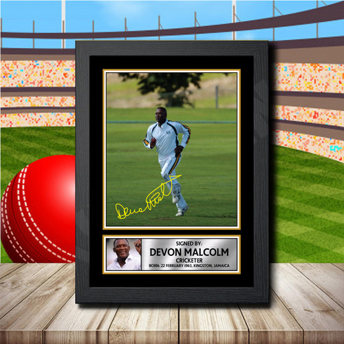 Devon Malcolm printed autograph poster print