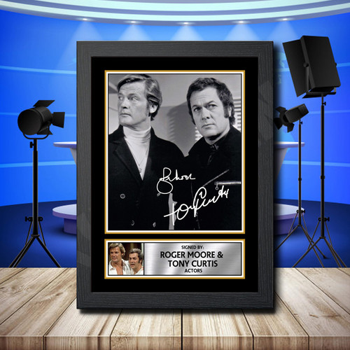 Roger Moore Tony Curtis 1 printed autograph poster print