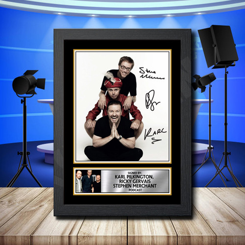 Stephen Merchant, Ricky Gervais And Karl Pilkington 1 printed autograph poster print