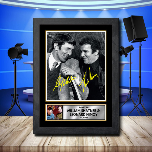 William Shatner Leonard Nimoy 2 printed autograph poster print