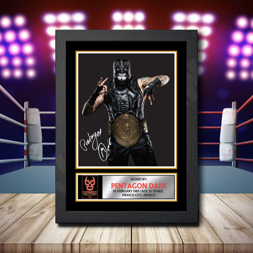 Pentagon Dark Lucha printed autograph poster print