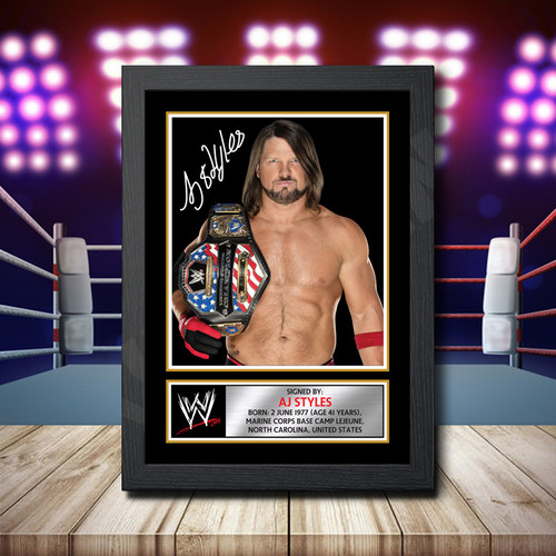 Aj Styles printed autograph poster print