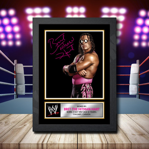 Bret The Hitman Hart printed autograph poster print