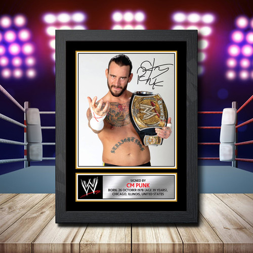 Cm Punk printed autograph poster print