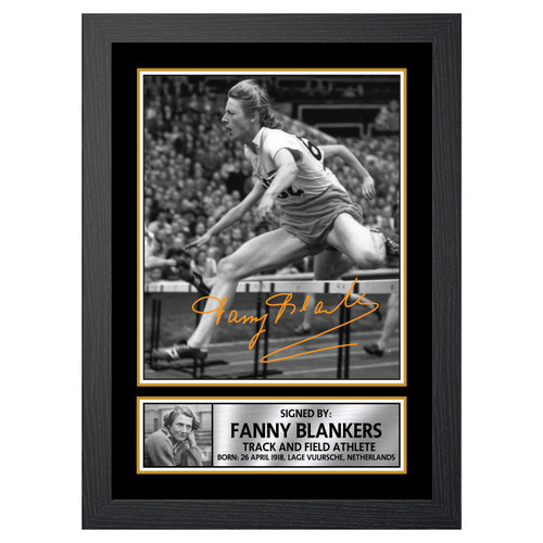 Fanny Blankers Athletics printed autograph poster print
