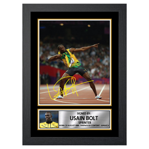 Usain Bolt Athletics printed autograph poster print