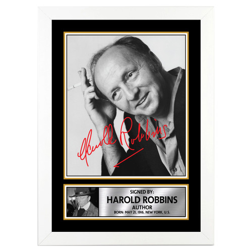 Harold Robbins Authors printed autograph poster print