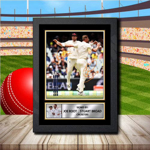 Joe Root Stuart Broad printed autograph poster print