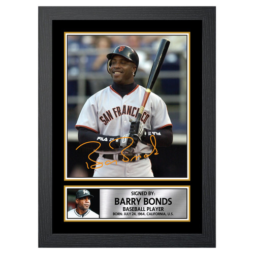 Barry Bonds Signature Baseball Player printed autograph poster print