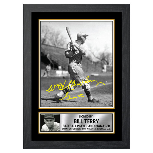 Bill Terry Baseball Player printed autograph poster print